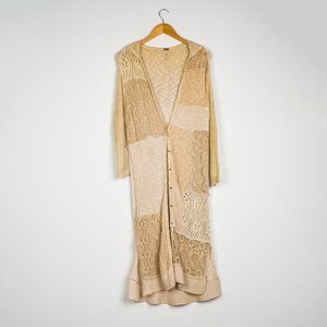 Women's Free People Long Lace Knit Hooded Cardigan size Extra Small